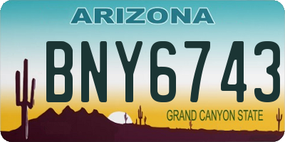AZ license plate BNY6743