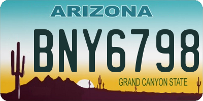 AZ license plate BNY6798