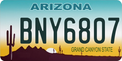 AZ license plate BNY6807