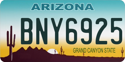 AZ license plate BNY6925
