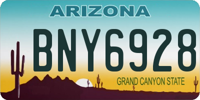 AZ license plate BNY6928