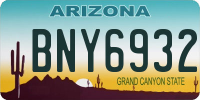 AZ license plate BNY6932
