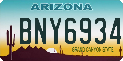 AZ license plate BNY6934