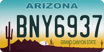 AZ license plate BNY6937