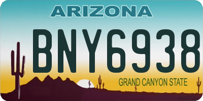 AZ license plate BNY6938
