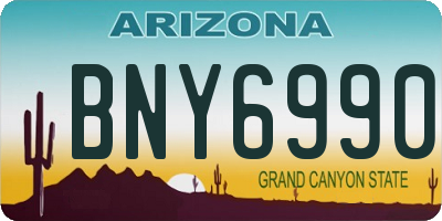 AZ license plate BNY6990