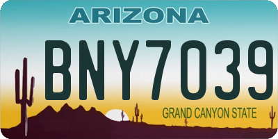 AZ license plate BNY7039