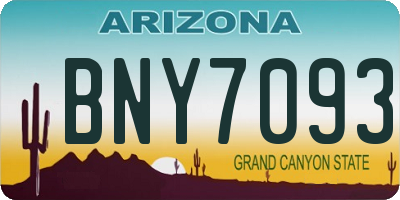 AZ license plate BNY7093