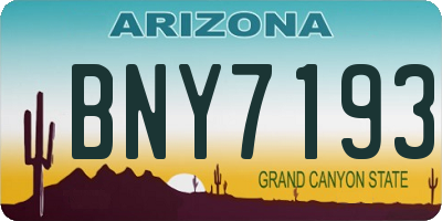 AZ license plate BNY7193