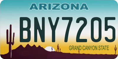 AZ license plate BNY7205