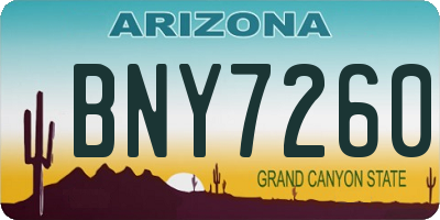 AZ license plate BNY7260