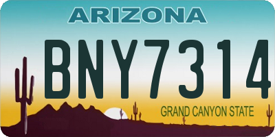 AZ license plate BNY7314
