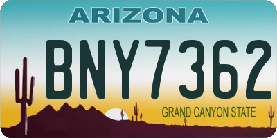 AZ license plate BNY7362
