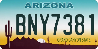 AZ license plate BNY7381