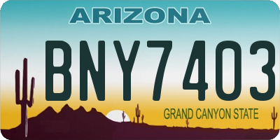 AZ license plate BNY7403