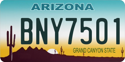 AZ license plate BNY7501