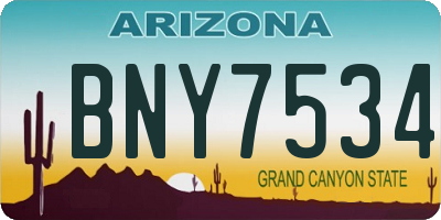 AZ license plate BNY7534