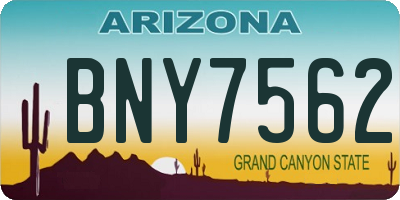AZ license plate BNY7562