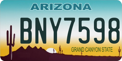 AZ license plate BNY7598