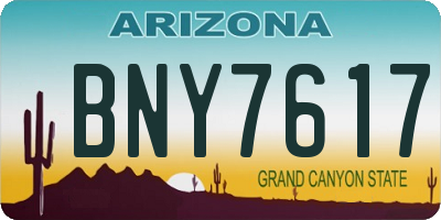 AZ license plate BNY7617