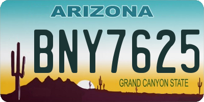 AZ license plate BNY7625