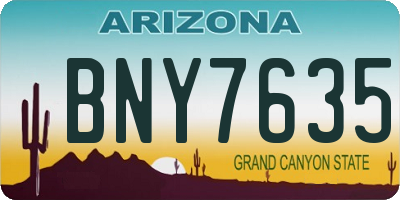 AZ license plate BNY7635