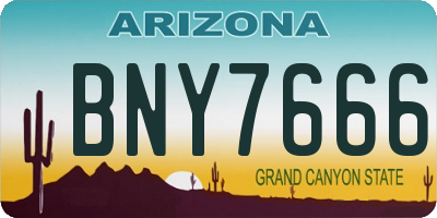 AZ license plate BNY7666