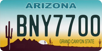 AZ license plate BNY7700