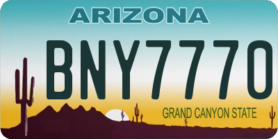AZ license plate BNY7770