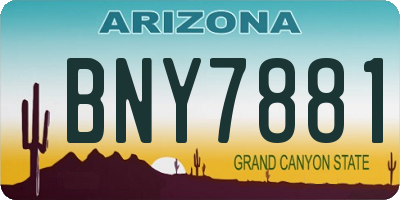 AZ license plate BNY7881
