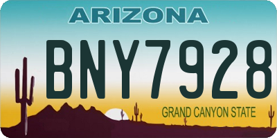 AZ license plate BNY7928