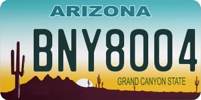 AZ license plate BNY8004