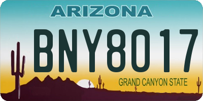 AZ license plate BNY8017