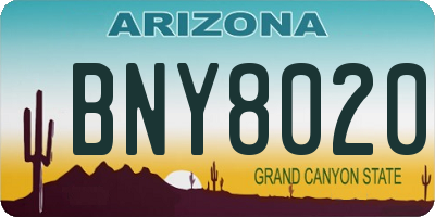 AZ license plate BNY8020