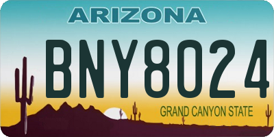 AZ license plate BNY8024