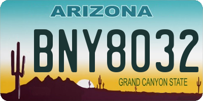 AZ license plate BNY8032
