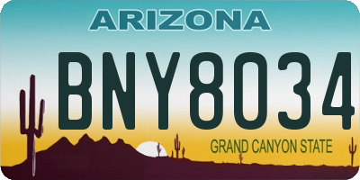 AZ license plate BNY8034