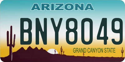 AZ license plate BNY8049