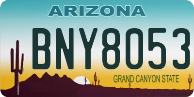 AZ license plate BNY8053