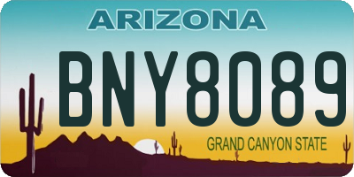 AZ license plate BNY8089