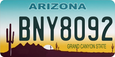AZ license plate BNY8092