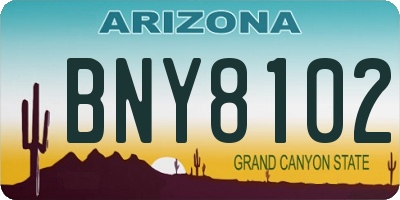 AZ license plate BNY8102