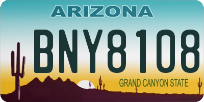 AZ license plate BNY8108
