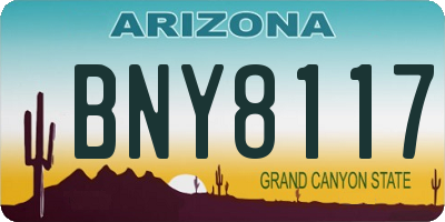 AZ license plate BNY8117