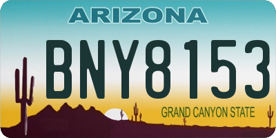 AZ license plate BNY8153