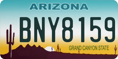 AZ license plate BNY8159