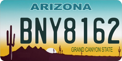 AZ license plate BNY8162