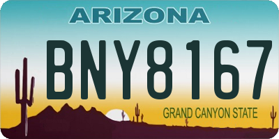 AZ license plate BNY8167