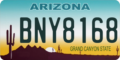 AZ license plate BNY8168