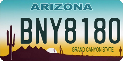 AZ license plate BNY8180